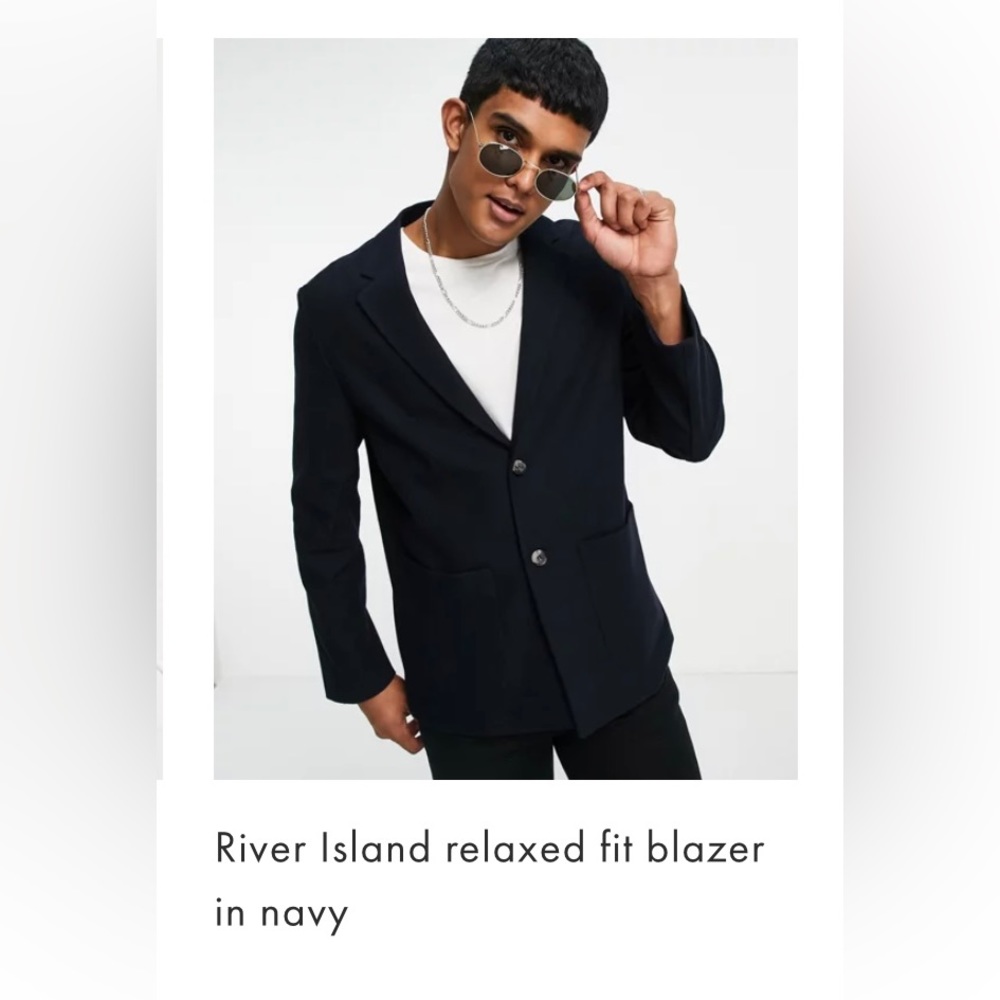 River Island London 42 inch Regular fit Navy Blazer